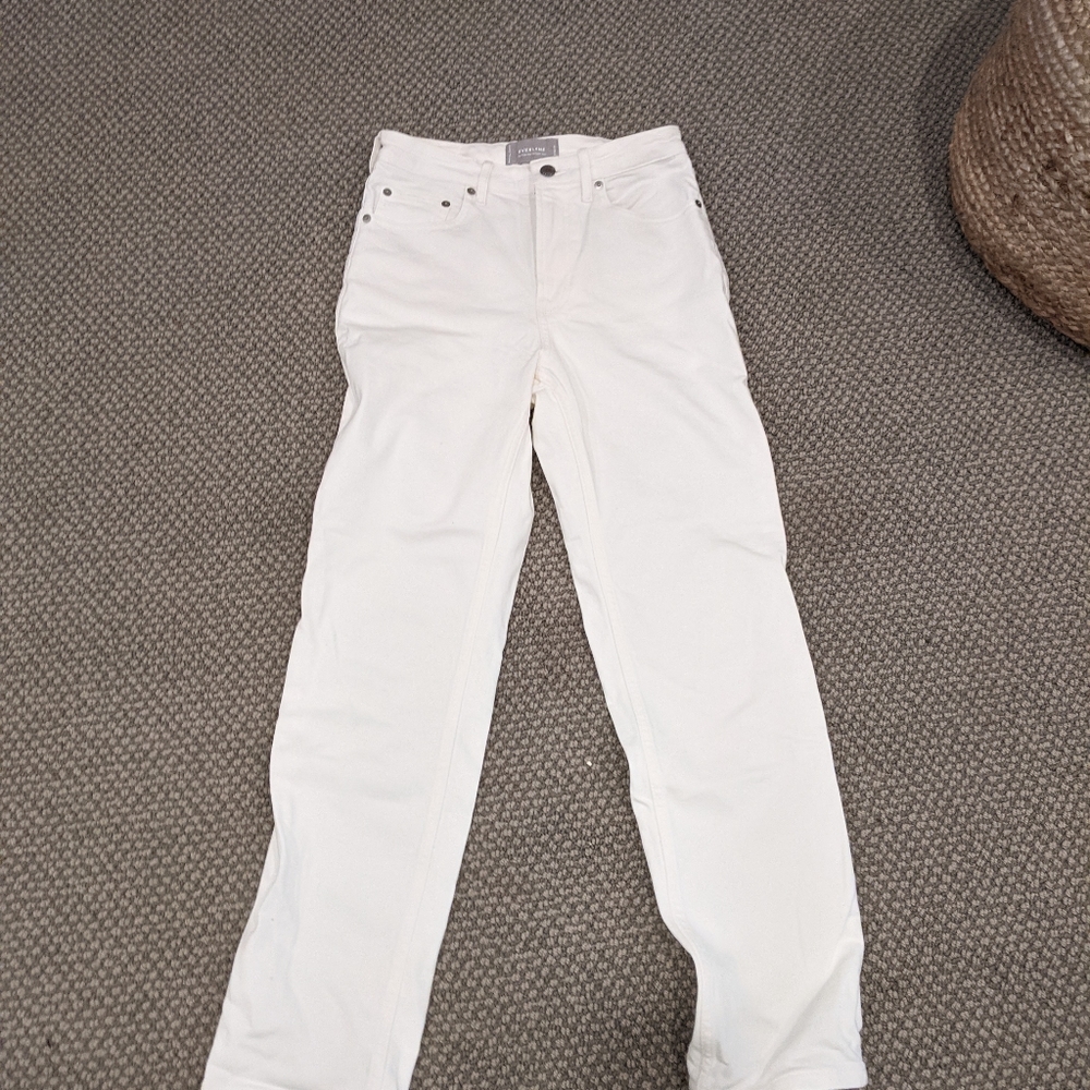 Everlane high rise straight leg jeans (26, white)